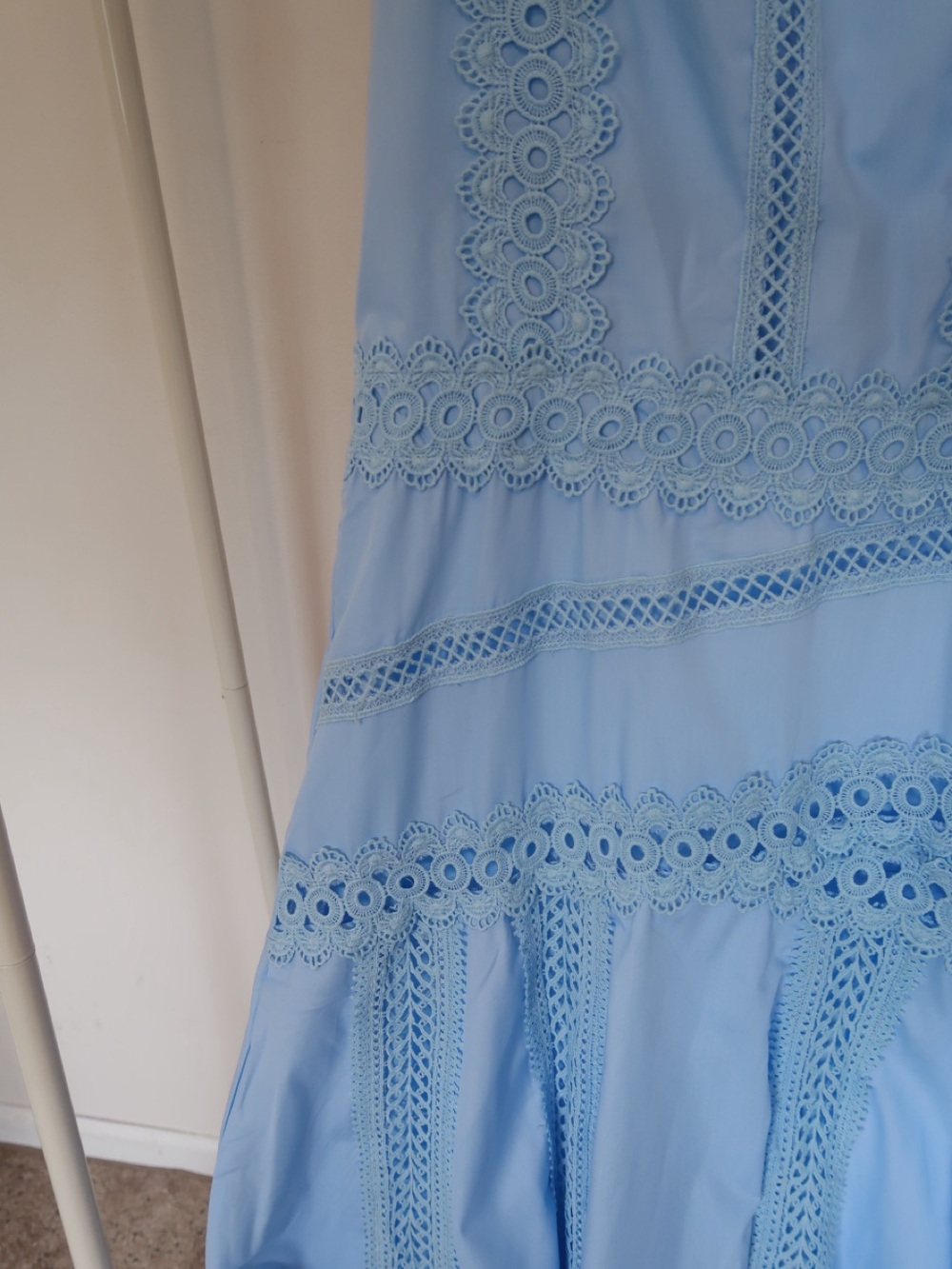 Chicwish DIVE INTO ELEGANCE LACE PANELLED SLEEVELESS DRESS IN BABY BLUE - Picture 6 of 9